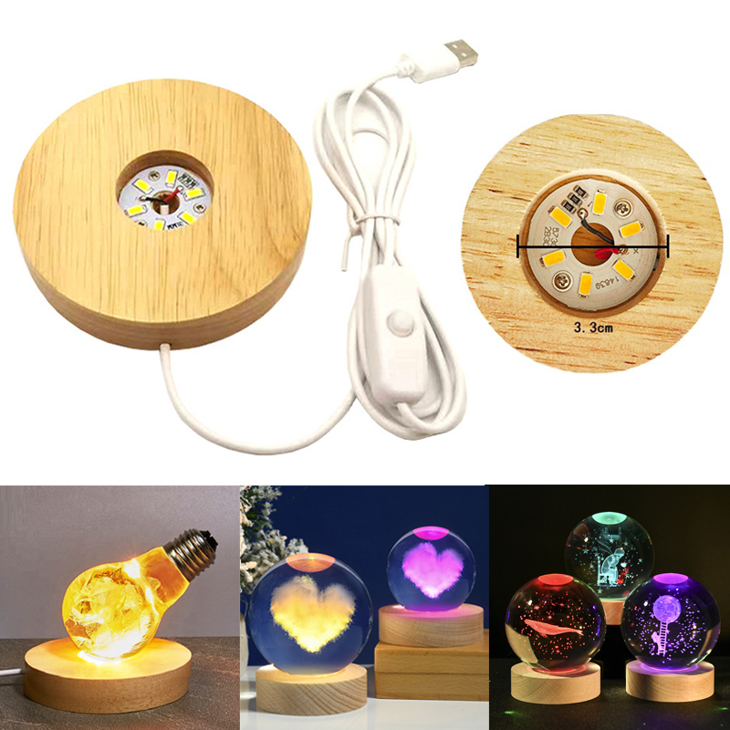 Resin Art Light - Wyświetlacz z żywicy Okrągłe drewno Kolorowe