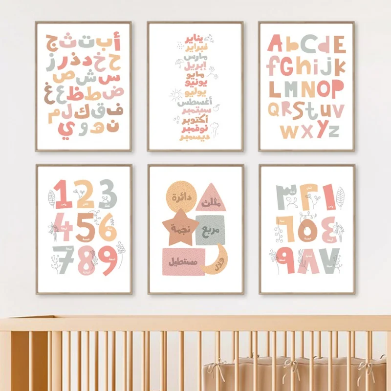 Resin Art Class - Arabskie grafiki ścienne Angielskie alfabeto-cyfrowe Miesiąc
