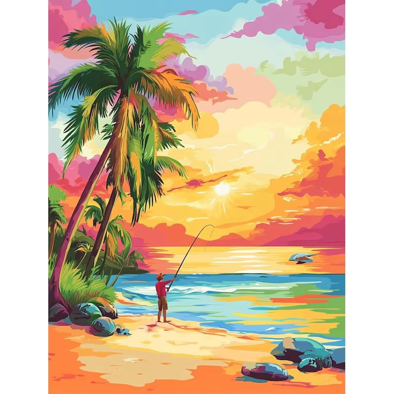 Resin Art Beach - Diamentowe Malowanie Po Numerach DIY: Letni