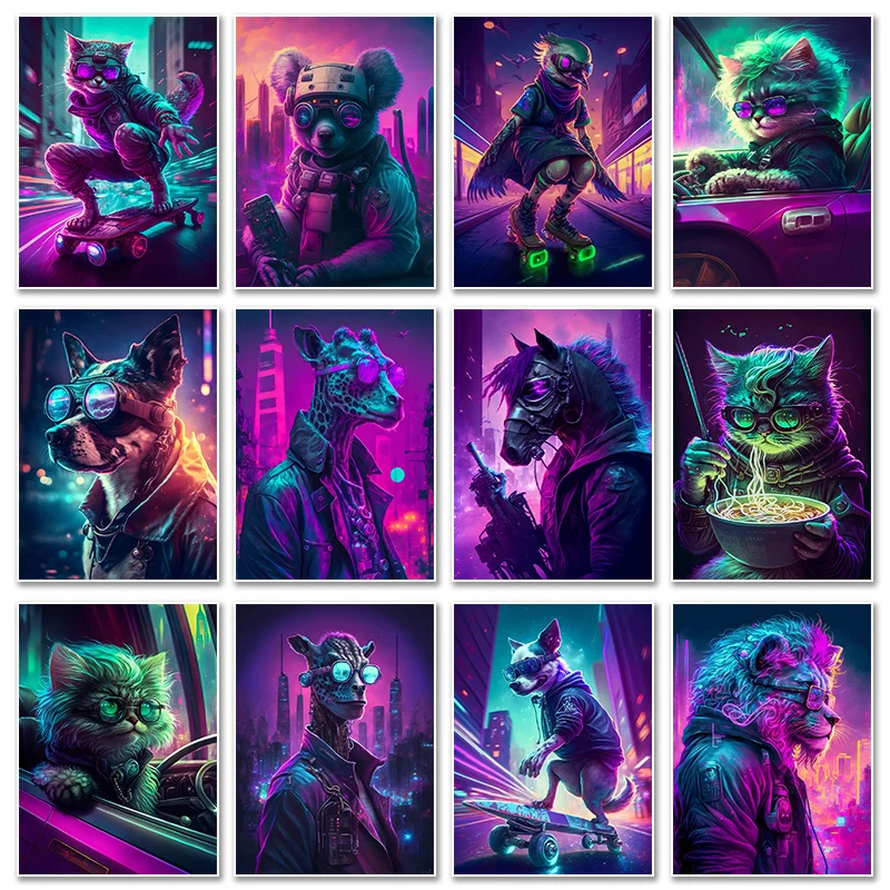 Resin Art Light - Nordycki Punk Neonowe Światło Przyszłościowe Zwierzęta