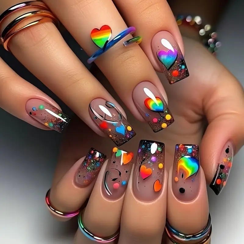 Resin Art Glitter - 24 szt. Sztuczne paznokcie w kolorze