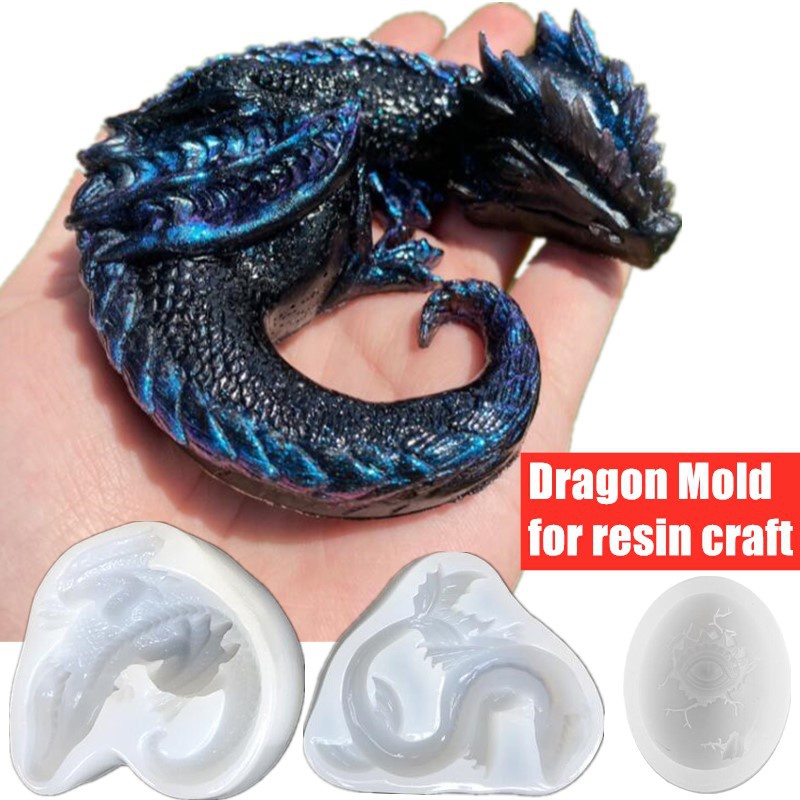 Resin Art Beach - 3-stylowe lustro śpiący smok dinozaur morze