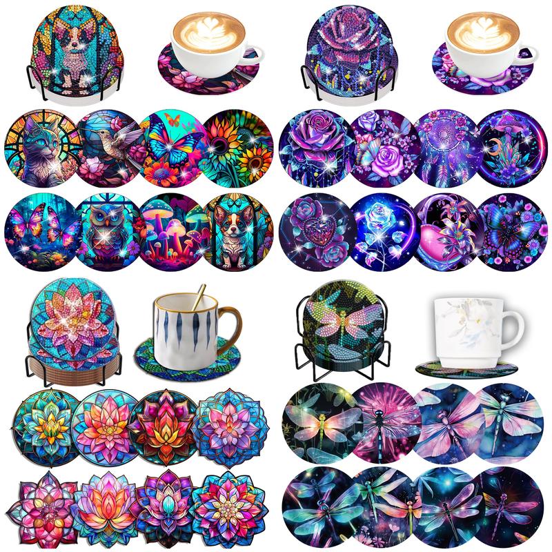 Resin Art Coasters - 8 sztuk/zestaw DIY diamentowe malowanie podstawki