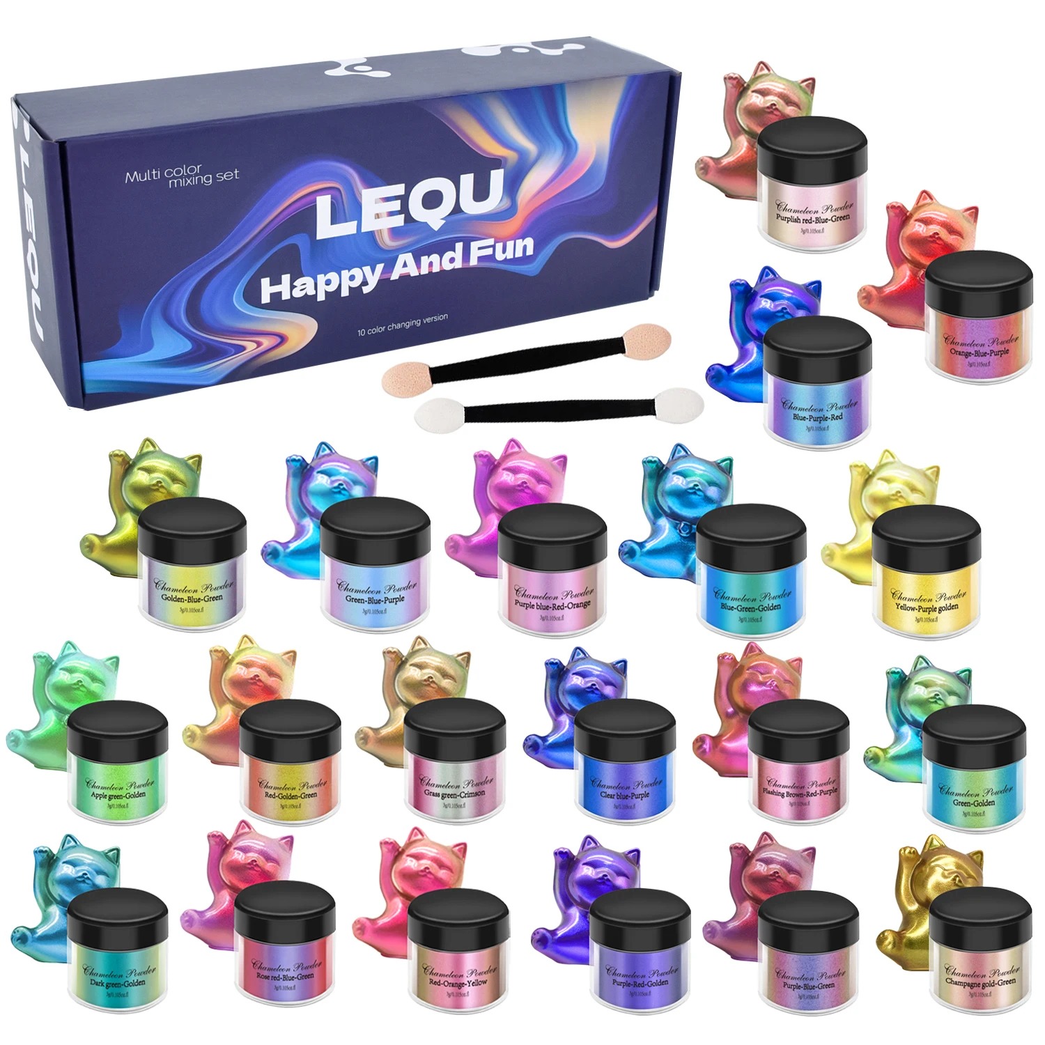 Glitter Powder Resin - Zestaw różowego chromowanego pigmentu do paznokci