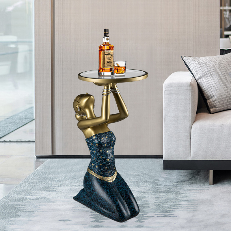 Resin Art In Floor - Figurka dziewczyn klęczących z żywicy, taca