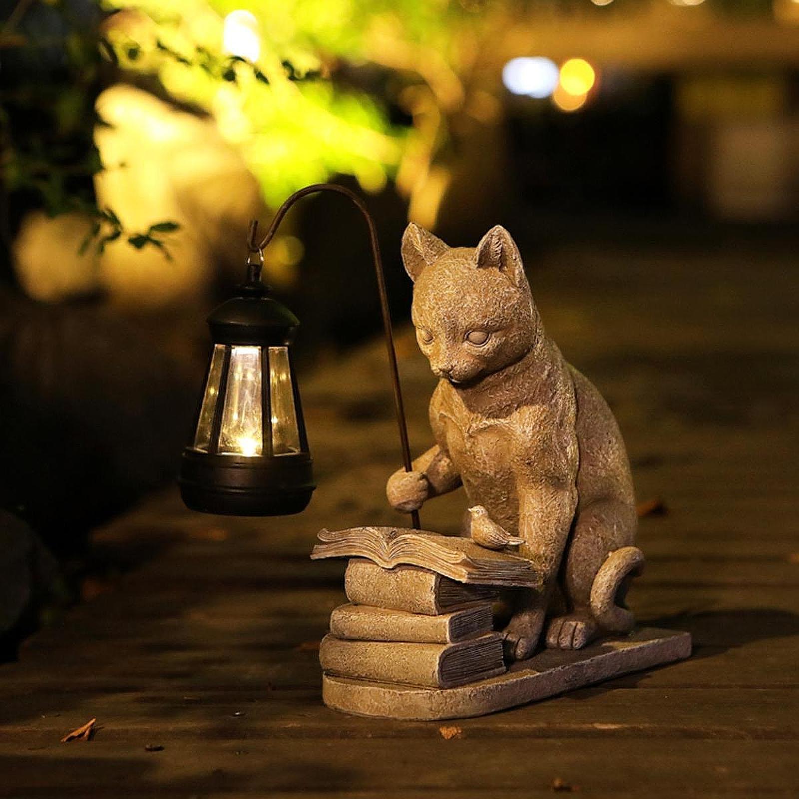 Resin Art Light - Mini statuetka kota, solarna lampa ogrodowa,