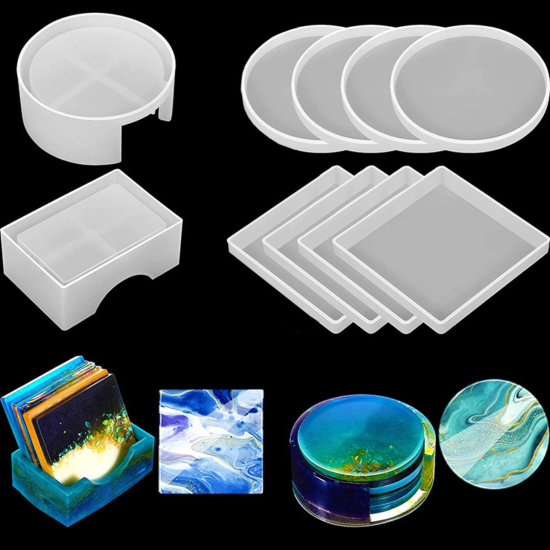 Resin Art Coasters - Okrągła kwadratowa podstawka silikonowa Forma DIY