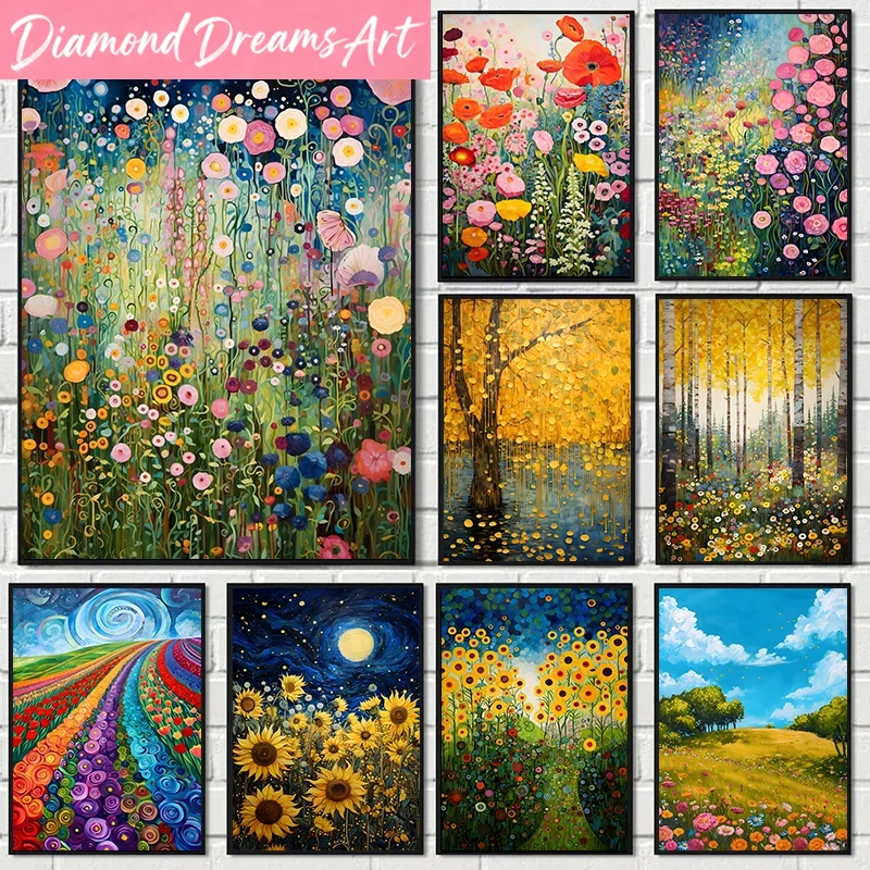 Resin Art Class - Bezramowy, abstrakcyjny obraz diamentowy z kwiatami,